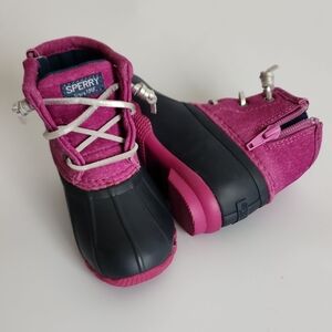 Sperry Pink and Black Duck Boots Waterproof Winter Style